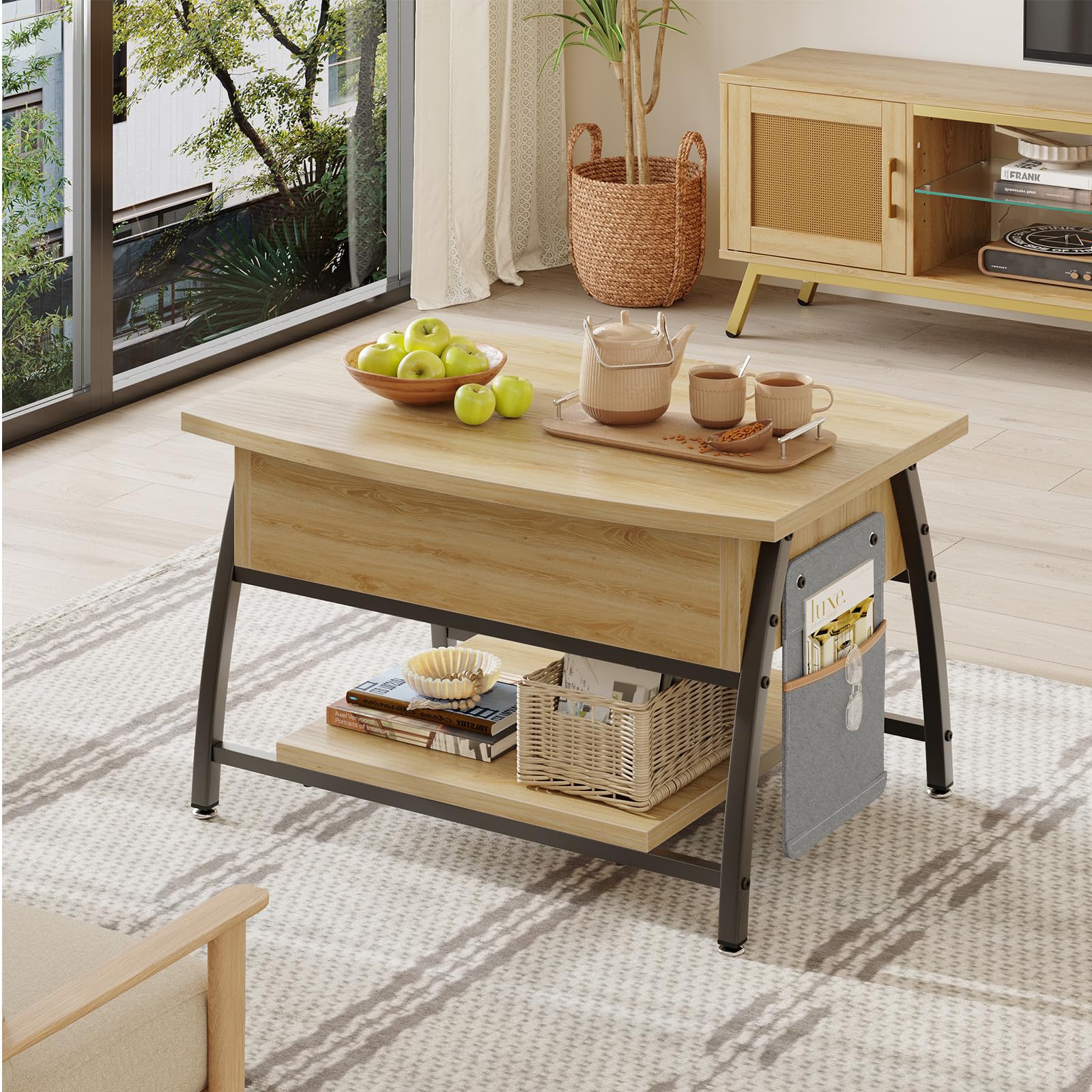 Amazon.co.jp: Bestier ローテーブル 昇降式 センターテーブル 幅78